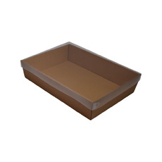 80mm High Medium Rectangle Catering Tray - Kraft Brown with optional clear lid (Lid sold separately)(MTO)