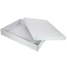 Two Piece Rectangle Cardboard Gift Box 7579 (Base & Lid) -Kraft White (White Inside) (MTO)