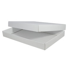 A3 Two Piece Cardboard Gift Box (Base & Lid) - 50mm High - Kraft White (MTO)