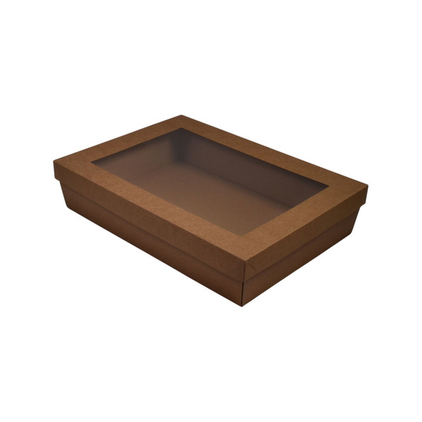 SAMPLE - E Flute - 80mm High Medium Rectangle Catering Tray - Kraft Brown (lid sold separately)