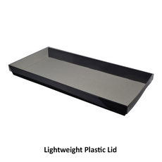 50mm High Large Rectangle Catering Tray - Gloss Black with optional clear lid (Lid purchased separately) (MTO)