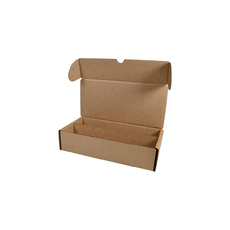 SAMPLE - B Flute - [310mm] One Piece Double Wine Bottle Postage Box (WITH REMOVABLE WINE INSERT) - Kraft Brown