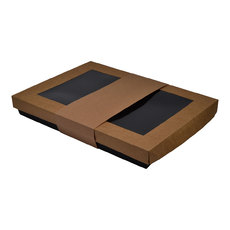 50mm High Medium Rectangle Catering Tray - Kraft Black with optional clear lid (Lid purchased separately) (MTO)