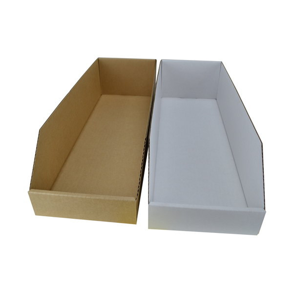 Pick Bin Box & Part Box 17976 (One Piece Self Locking Cardboard Storage Box) - Kraft White (White Inside) (MTO)