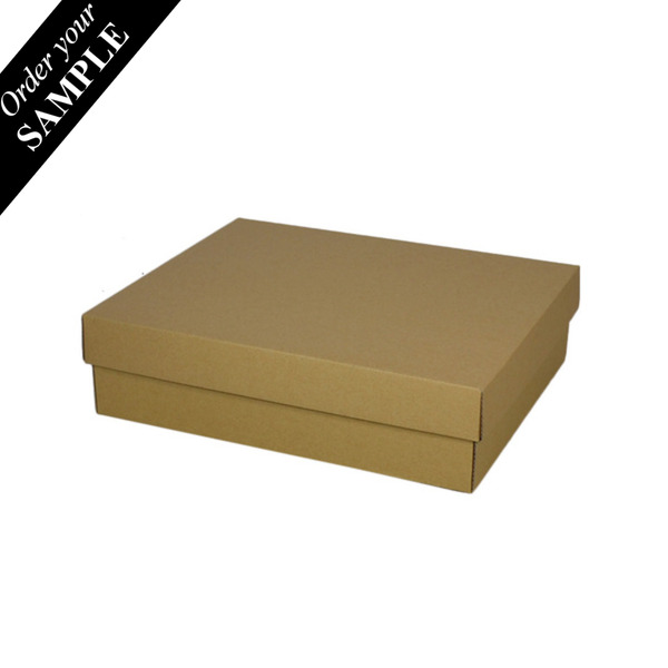 SAMPLE - E Flute - Two Piece Rectangle Cardboard Gift Box (Base & Lid) - Kraft Brown