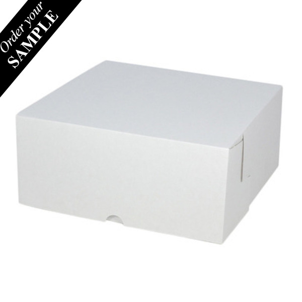 SAMPLE - E Flute - Cardboard Cake Box 12 x 12 x 5 inches - Kraft White