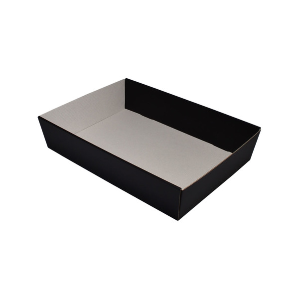 80mm High Medium Rectangle Catering Tray - Gloss Black with optional clear lid (Lid purchased separately) (MTO)