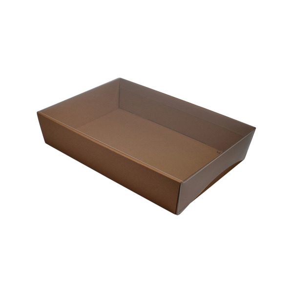 80mm High Medium Rectangle Catering Tray - Kraft Brown with optional clear lid (Lid sold separately)(MTO)