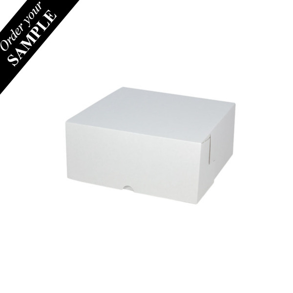 SAMPLE - E Flute - Cardboard Cardboard Cake Box 10 x 10 x 6 inches - Kraft White