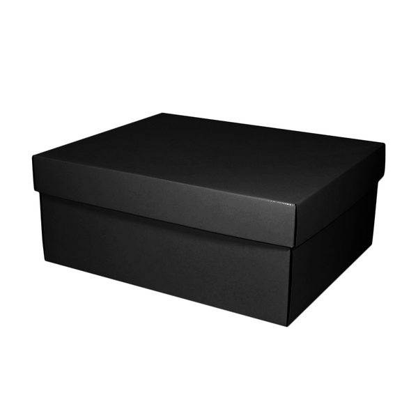 Two Piece Rectangle Boot Cardboard Gift Box (Base & Lid) - Kraft Black (Double Sided Black) (MTO)