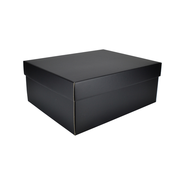 Two Piece Rectangle Boot Cardboard Gift Box (Base & Lid) - Premium Matt Black (White Inside) (MTO)