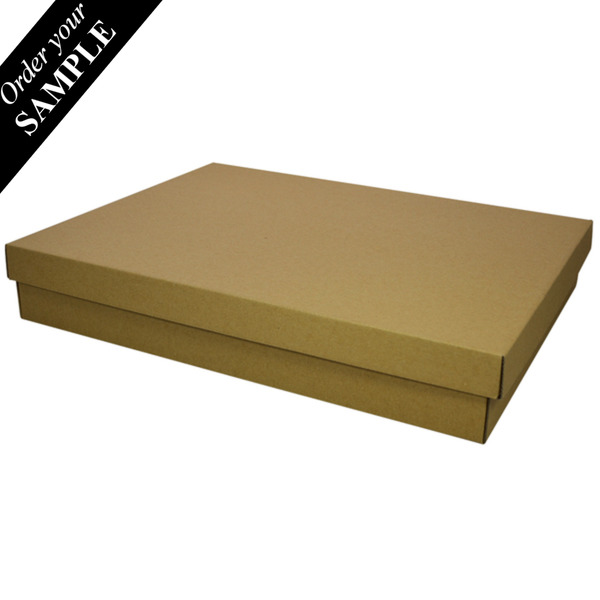 SAMPLE - E Flute - Two Piece Rectangle Cardboard Gift Box 7579 (Base & Lid) - Kraft Brown