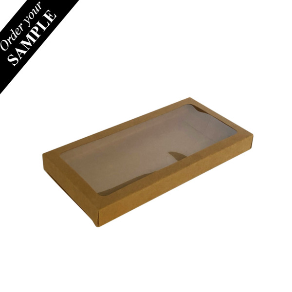 SAMPLE - 200mm Cookie Box - Kraft Brown One Piece Box with Clear Window (Brown Inside) - Paperboard 