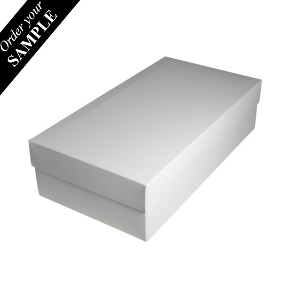 SAMPLE - Slim Line Double Wine Gift Box - Smooth White Paperboard (285gsm) (Base & Lid Only - Insert Sold Separately)