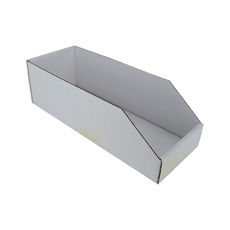 Pick Bin Box - 17971 Kraft White (One Piece Self Locking Cardboard Storage Box) (White Inside)
