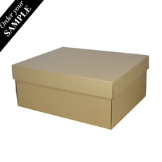 SAMPLE - E Flute - Two Piece Rectangle Boot Cardboard Gift Box (Base & Lid) - Kraft Brown