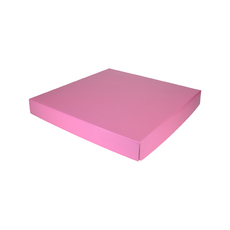 Two Piece 400mm Square Cardboard Gift Box (Base & Lid) 50mm High - Premium Matt Baby Pink (White Inside) (MTO)