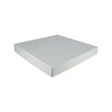 Two Piece 400mm Square Cardboard Gift Box (Base & Lid) 50mm High - Premium Matt White (White Inside) (MTO)