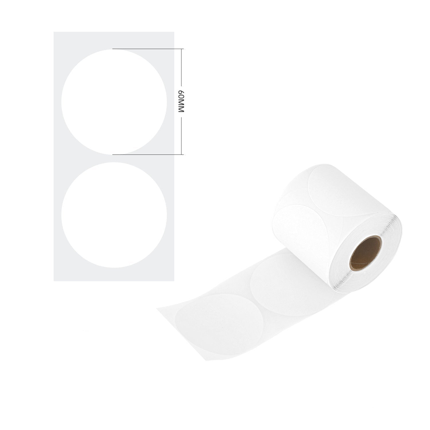 10 Rolls - Thermal Round Label Roll 60mm (350 labels per roll) - PackQueen