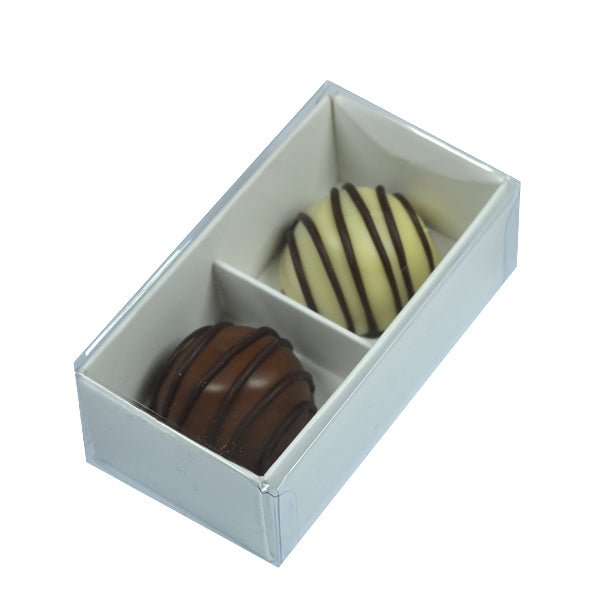 2 Pack Chocolate Box with Clear Lid - Paperboard (285gsm) (Base, Insert & Clear Lid) - PackQueen