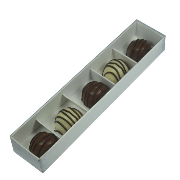 5 Pack Chocolate Box - Paperboard (285gsm) (Base, Insert & Clear Lid) - PackQueen