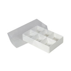 6 Pack Chocolate Box with Clear Lid - Paperboard (Base, Insert & Clear Lid)