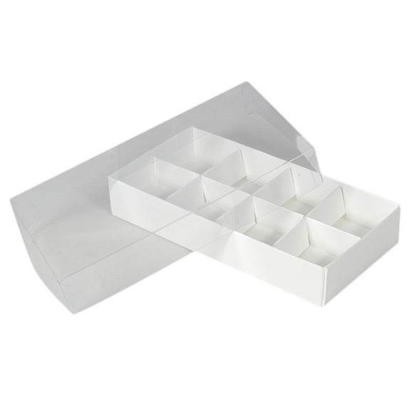 8 Pack Chocolate Box with Clear Lid - Paperboard (285gsm) (Base, Insert & Clear Lid)