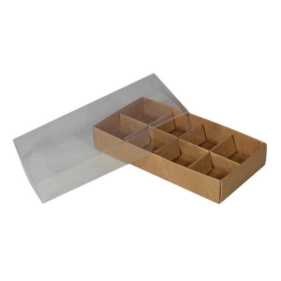 8 Pack Chocolate Box with Clear Lid - Paperboard (285gsm) (Base, Insert & Clear Lid)