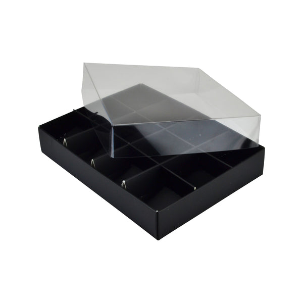12 Pack Chocolate Box with Clear Lid - Paperboard (285gsm) (Base, Insert & Clear Lid)