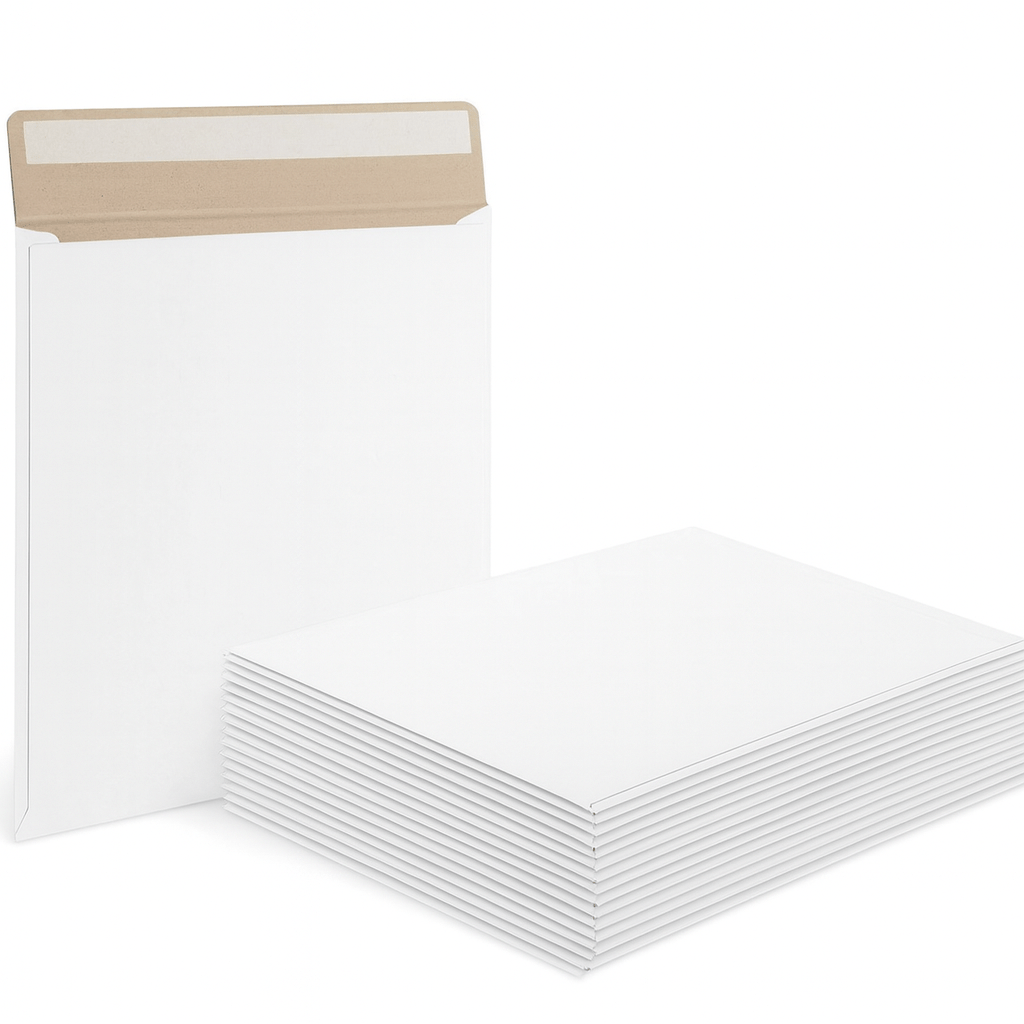 700gsm White Semi Gloss Rigid Envelopes with Peal & Seal Strip - PackQueen