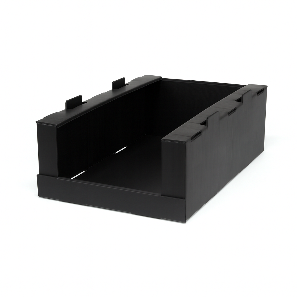 Corflute Stackable Pick Bin Boxes Black - Standard Size