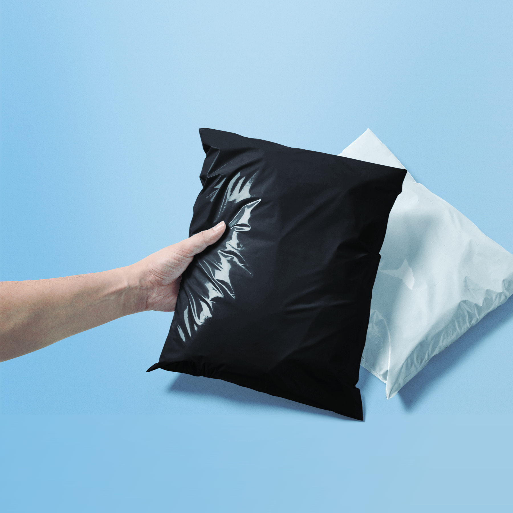 80% Recycled Plastic Courier Mailing Bags - 4 Sizes Black & White