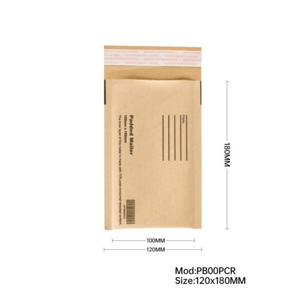 Bubble Padded Mailer with Address Lines (75% Post - Consumer Recycled Kraft) - PackQueen