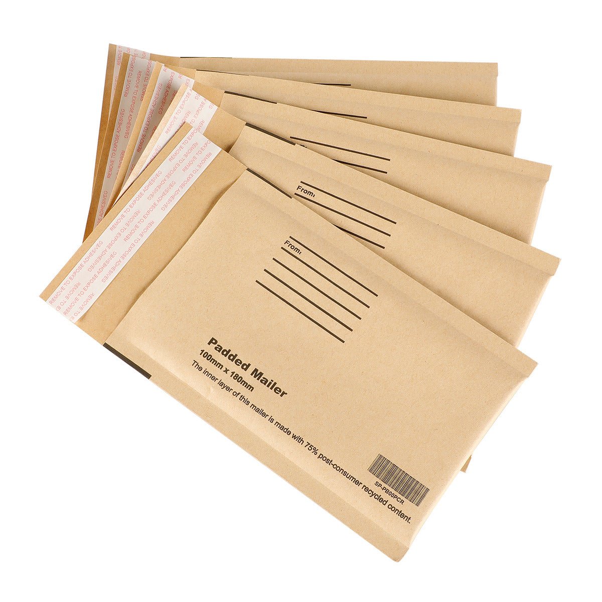 Bubble Padded Mailer with Address Lines (75% Post - Consumer Recycled Kraft) - PackQueen