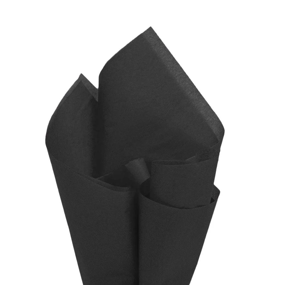 BUDGET 14GSM Tissue Paper 50cm x 70cm Gift Wrapping Paper Acid Free Black (500 Pack) - PackQueen