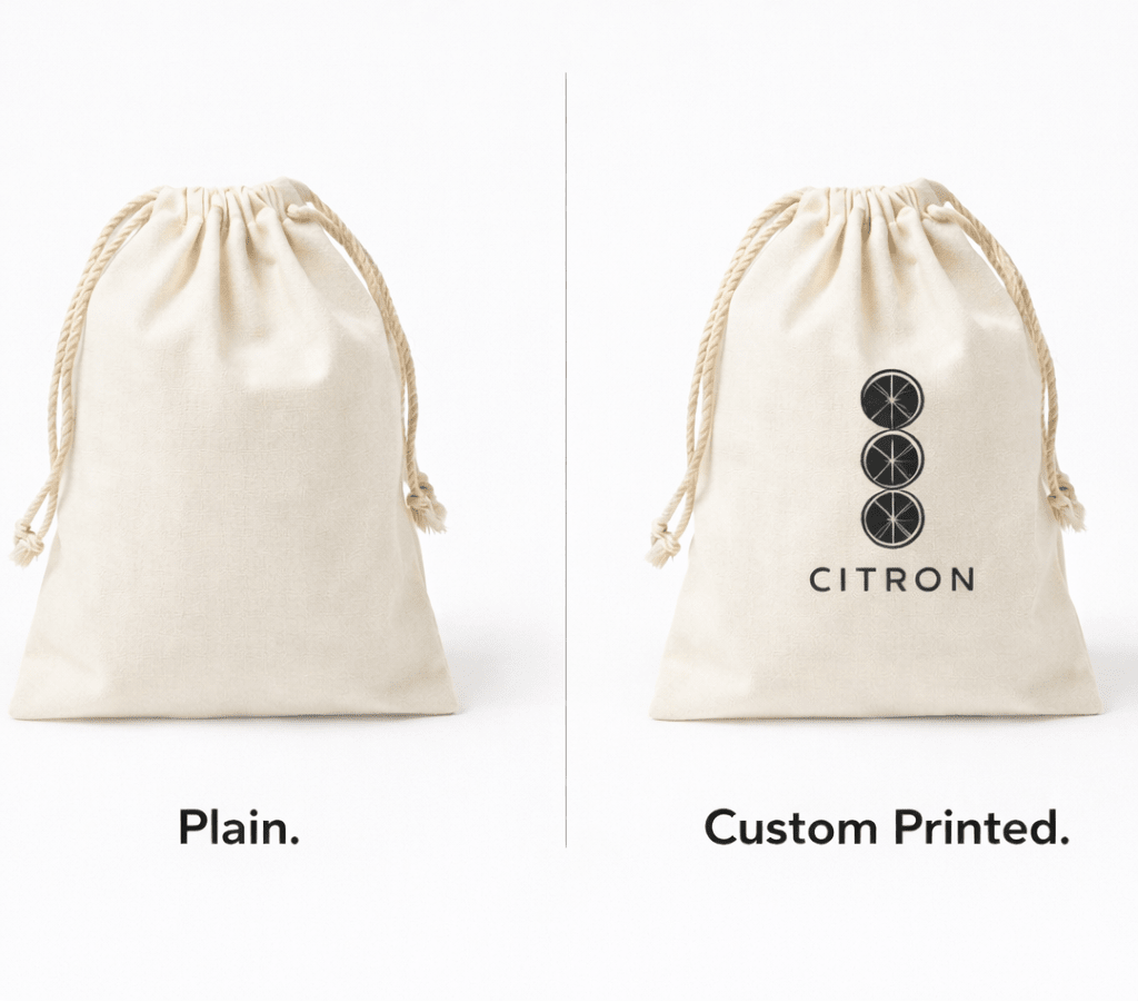 Custom Calico Drawstring Bags – Plain or Printed