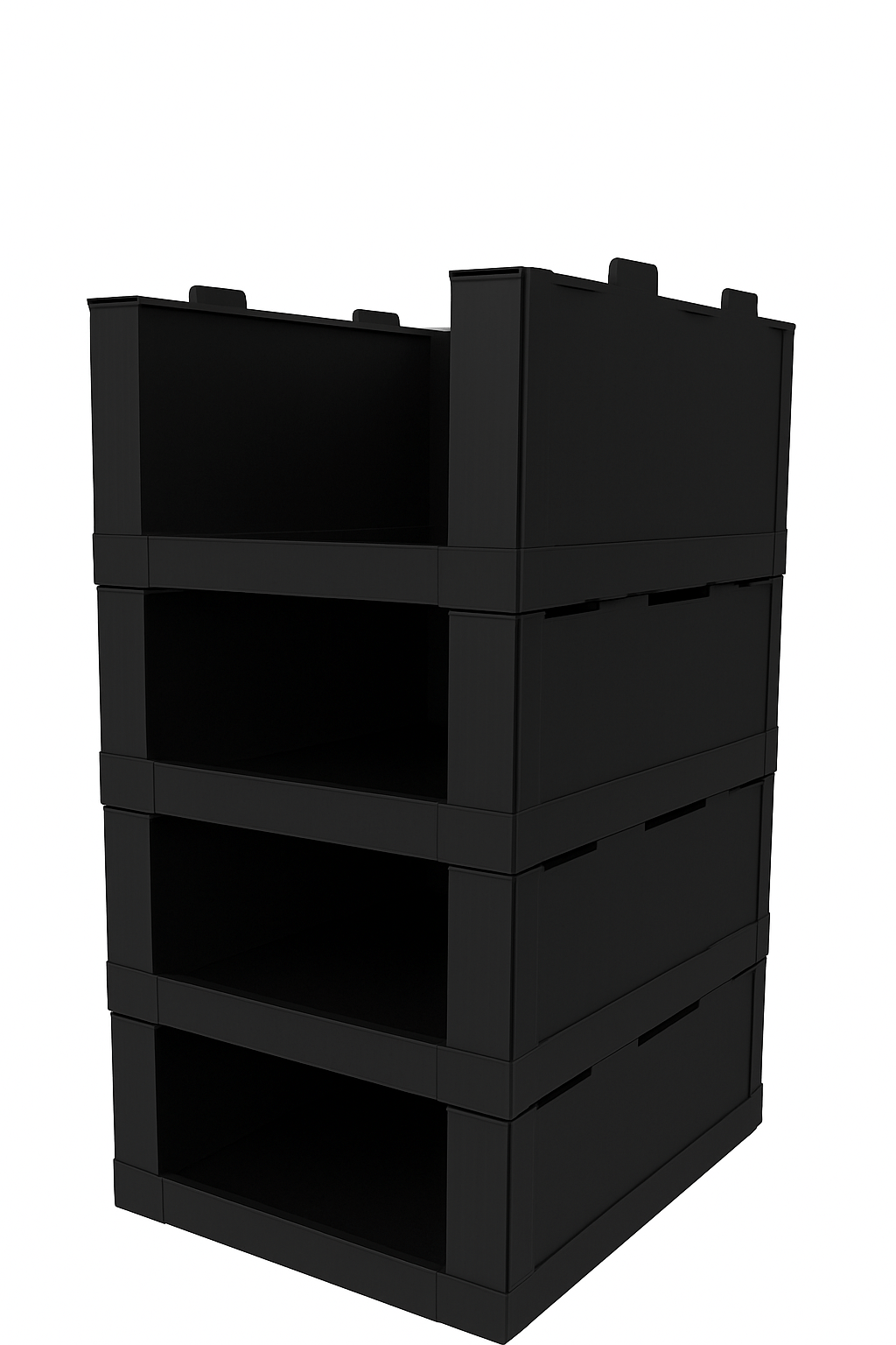 Corflute Stackable Pick Bin Boxes Black - Standard Size - PackQueen