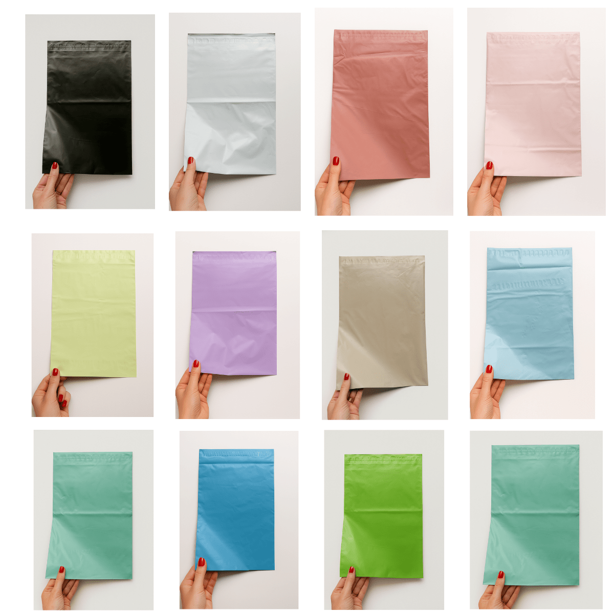 Custom Plastic Courier Mailers - 4 Sizes - 12 Colours (50% Recycled Materials) - PackQueen