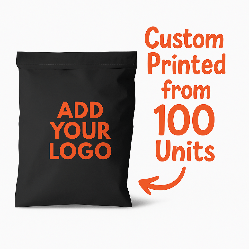 Custom Printed 80% Recycled Plastic or Home Compostable Courier Mailing Bags - 4 Sizes - PackQueen