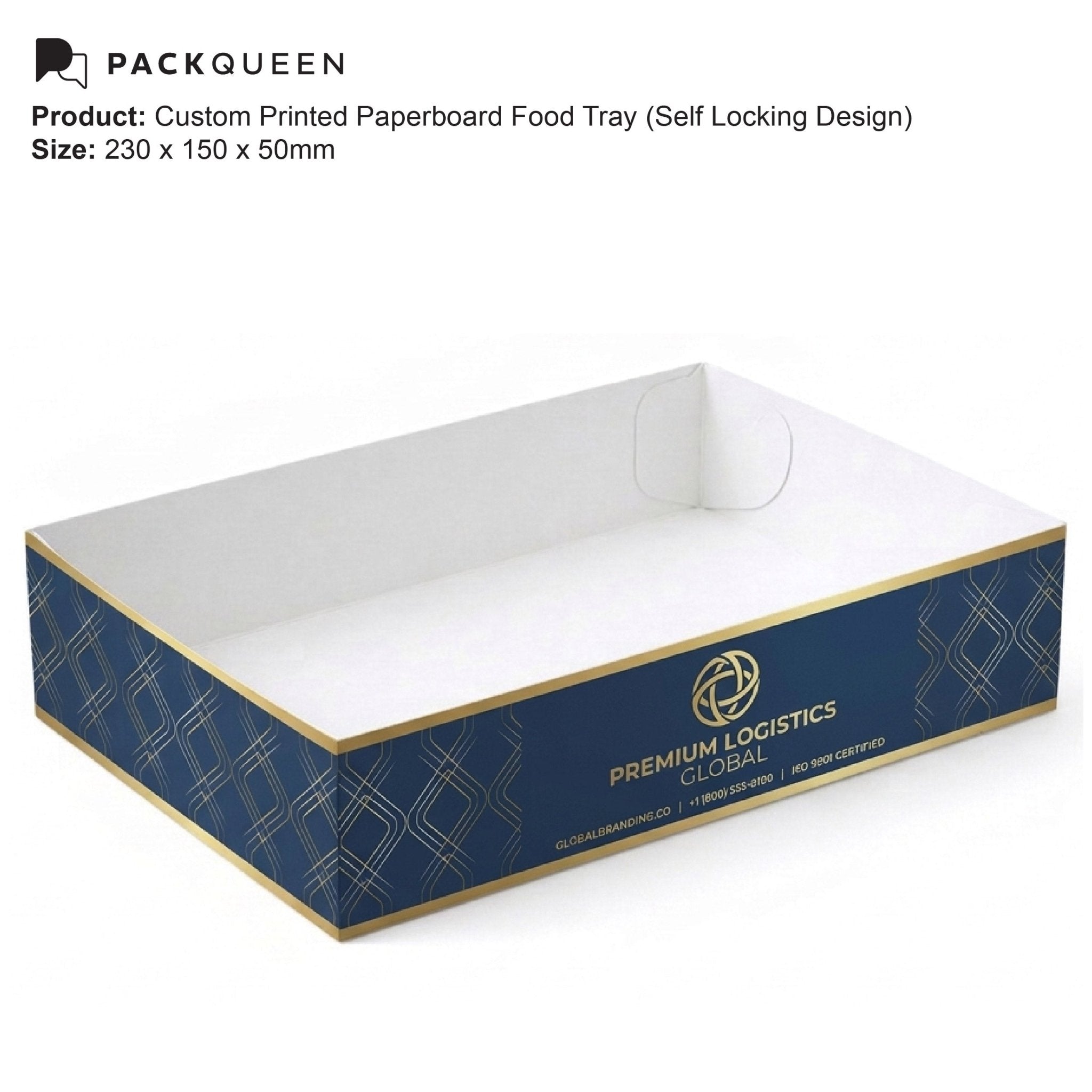 Custom Printed Paperboard Food Tray with Gloss or Matt Lamination - PackQueen