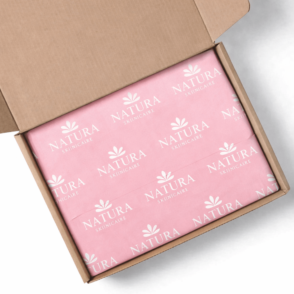 Custom Printed Tissue Paper - 1 Colour Tile Print on Pink Tissue Paper (500 x700mm) - PackQueen