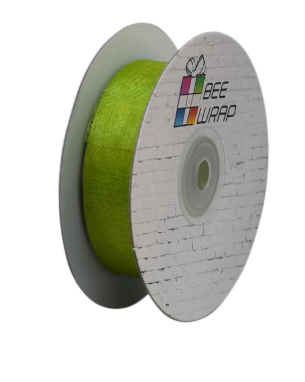 Cut Edge Organza Ribbon 25mm X 50meters Lime - PackQueen