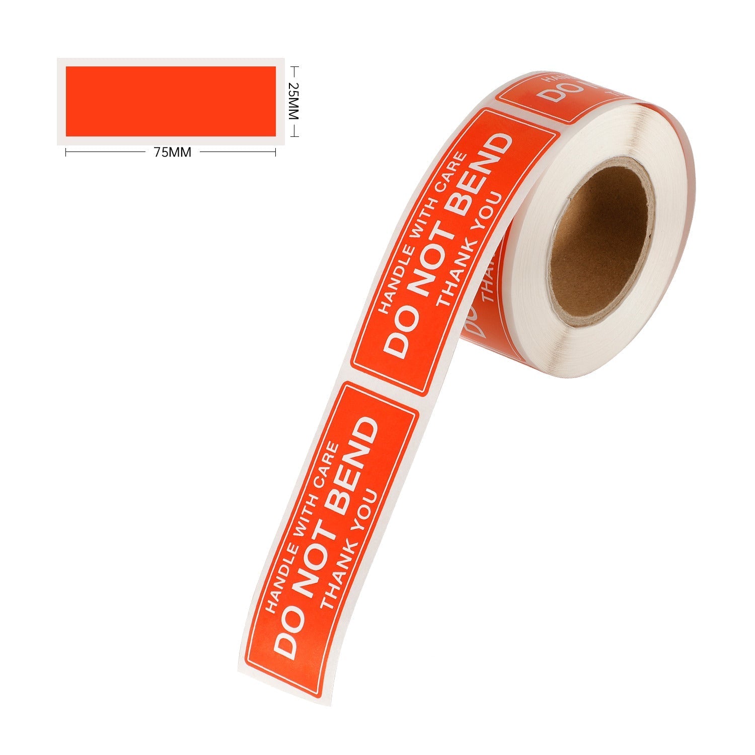 Do Not Bend Label 75 x 25mm Red 250pcs/roll (12 rolls per carton) - PackQueen
