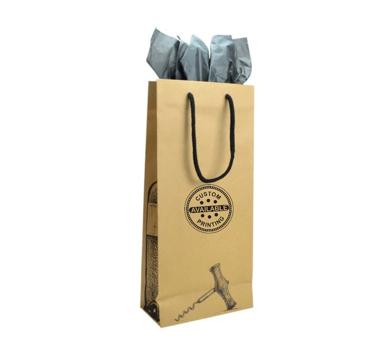 Double Cork Screw - Paper Wine Bag Kraft Brown - 100 PACK - PackQueen