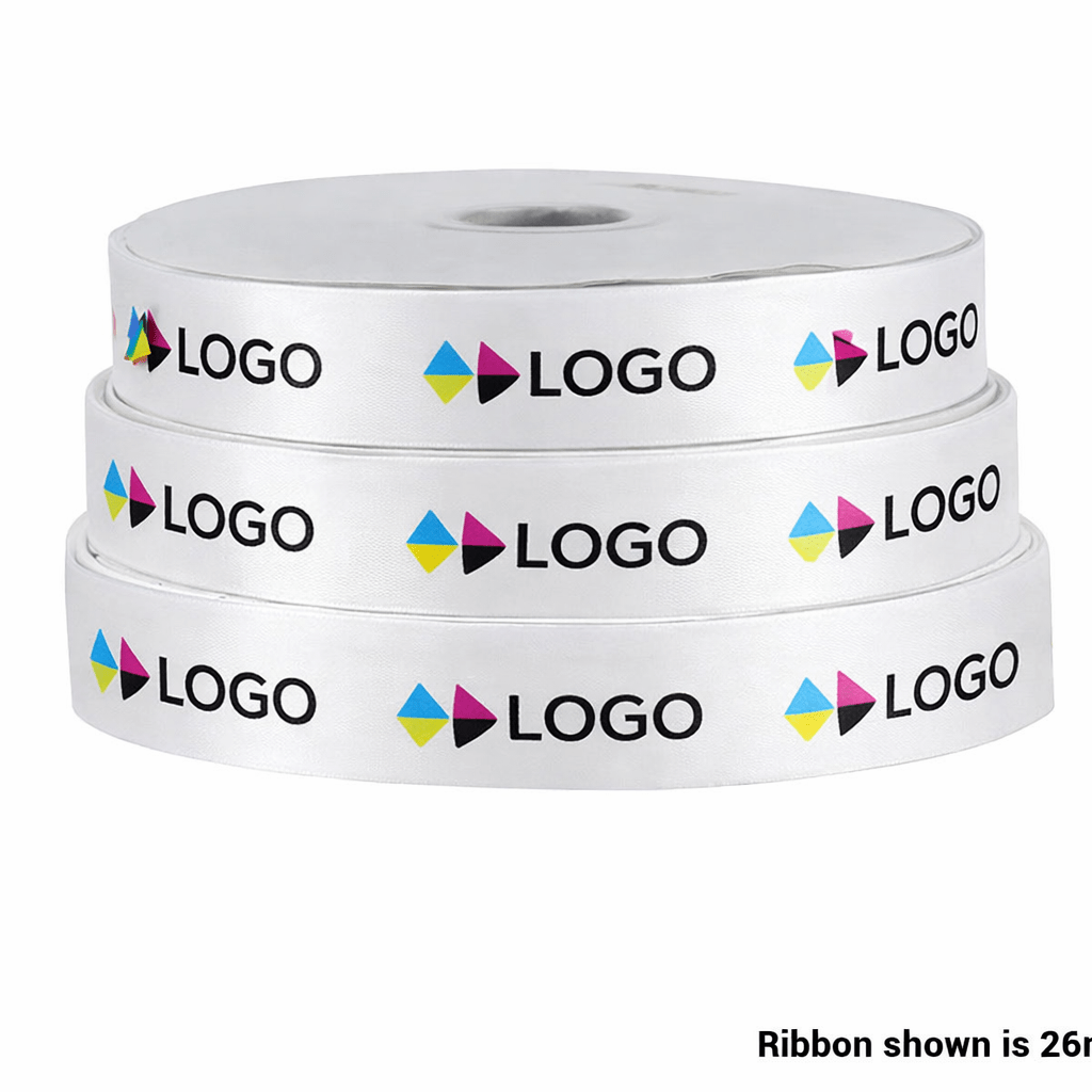 Double Sided Satin Ribbon - One Colour OR CMYK Custom Print (Single Sided) on 90m roll - PackQueen