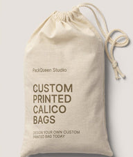 Calico Drawstring Bag | Small & Large Sizes | Plain or Printed