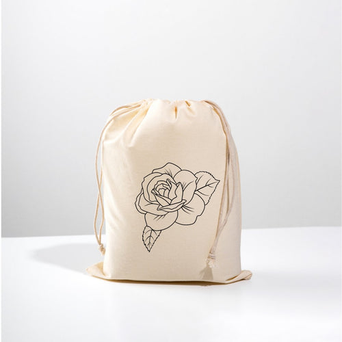 Drawstring Calico Bags Calico Drawstring Bag | Small & Large Sizes | Plain or Printed