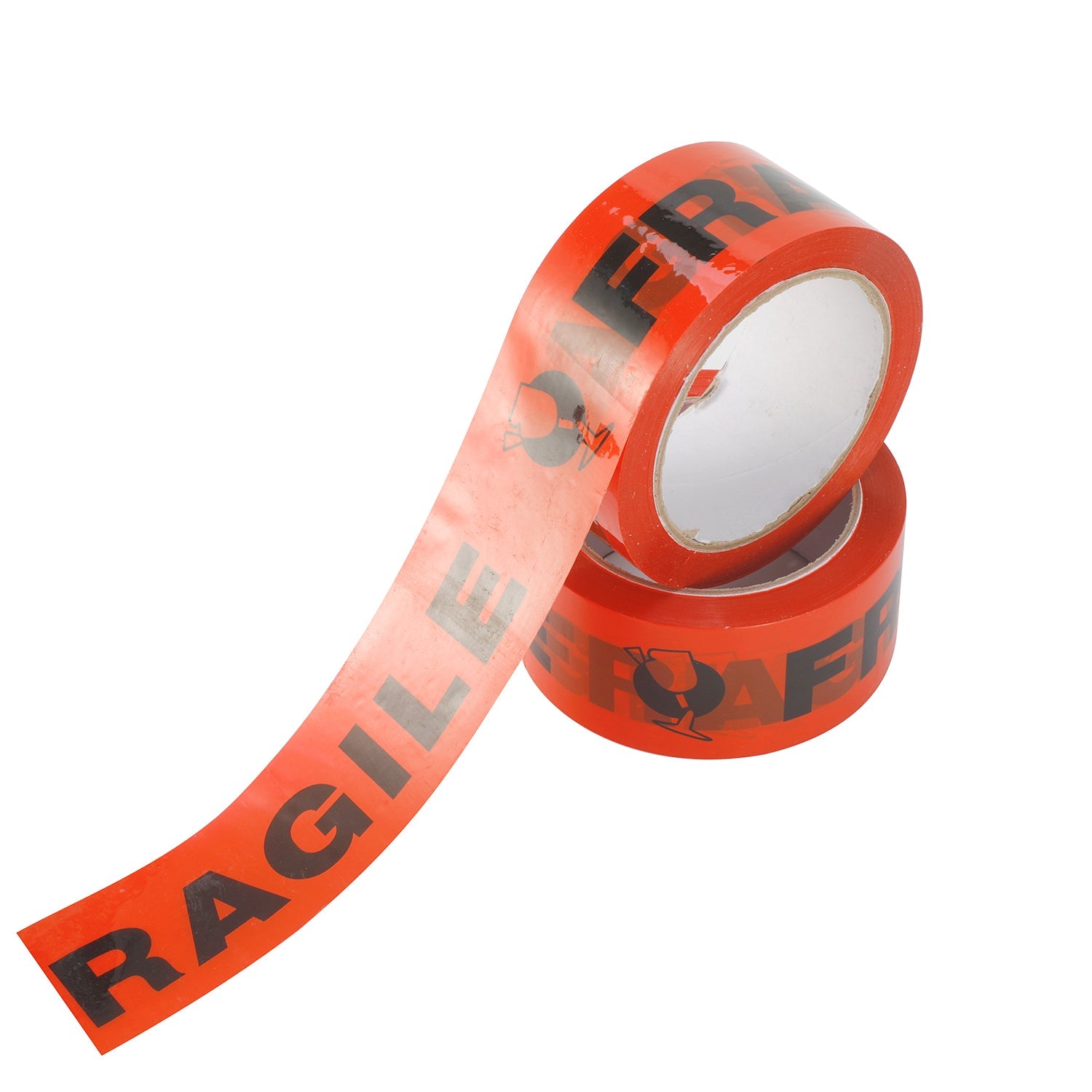 Fragile Adhesive Tape 48mm x 75m Red/Black (36 rolls per carton) - PackQueen
