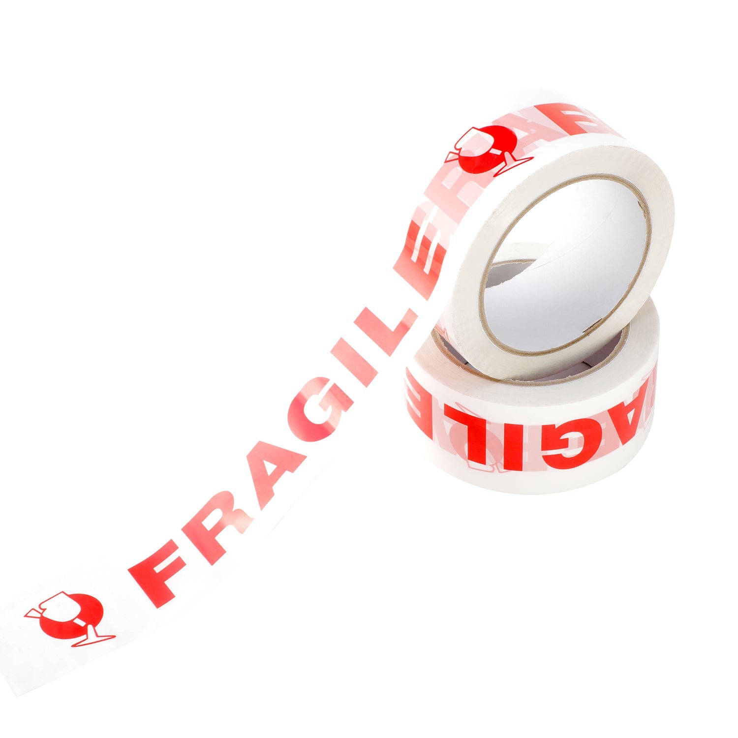 Fragile Adhesive Tape 48mm x 75m White/Red (36 rolls per carton) - PackQueen