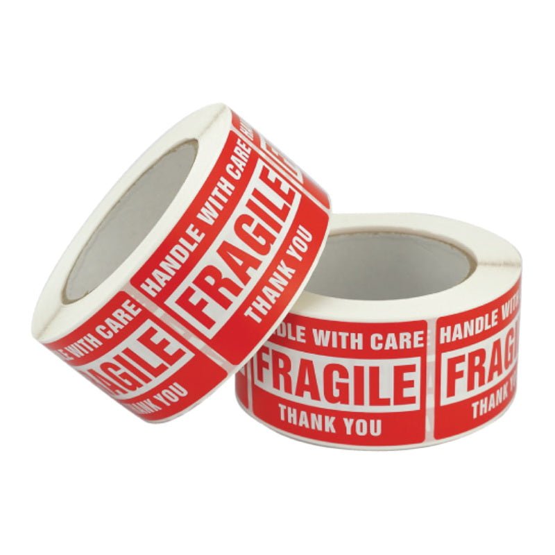 Fragile Label 76 x 51mm Red (8 rolls per carton) - PackQueen